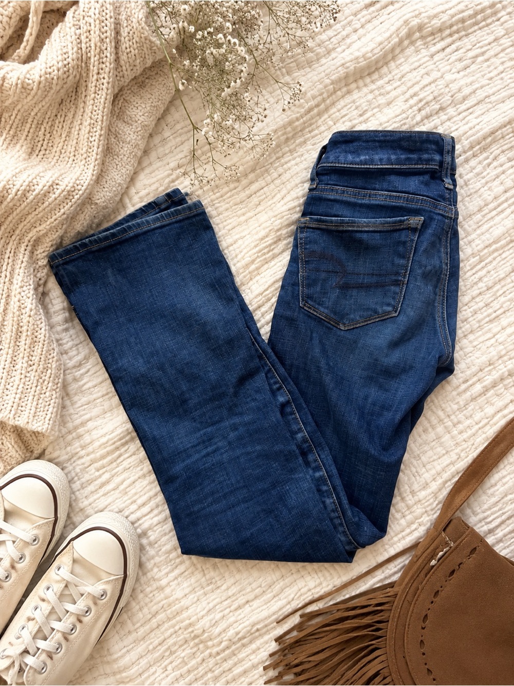 American Eagle Skinny Kick Jeans Size 00 Short Dark Wash Stretch Denim